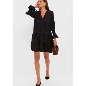 Pomander Place by Tuckernuck Women's Black Crepe Kenzo Mini Dress Tiered Large